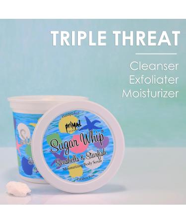Primal Elements Sugar Whip Exfoliating Scrub Body and Face Cleanser for Silky Smooth Moisturize All Skin Types Seashells & Starfish 10 Ounce Seashells and Starfish - Buy Online on GoSupps.com