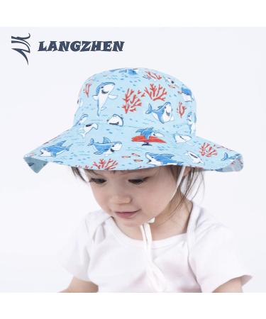 LANGZHEN Baby Girls Beach Sun Hat - Adjustable Wide Brim Toddler Kids Summer Play Hat with Chin Strap, Coral-Turquoise XL - Buy Online on GoSupps.com