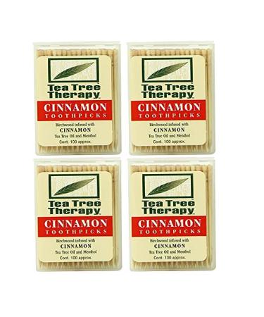 Tea Tree Therapy Toothpicks, Cinnamon, 100 Count (4-Pack)