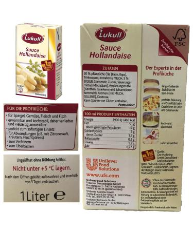 Lukull Hollandaise Sauce (1L) - Creamy Delicate Flavor | International Shipping Available - Buy Online on GoSupps.com