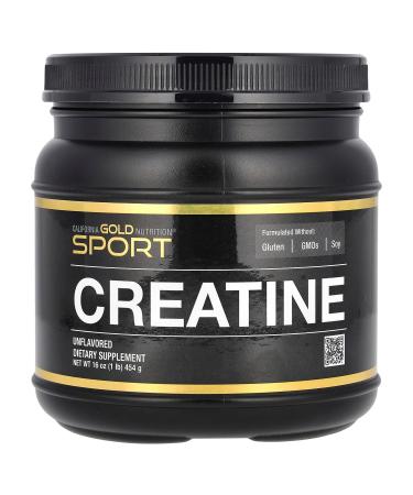 California Gold Nutrition Creatine Powder Micronized Muscle and Strength Support Creatine Monohydrate No Gluten No GMOs No Soy Unflavored 16 oz (454 g)