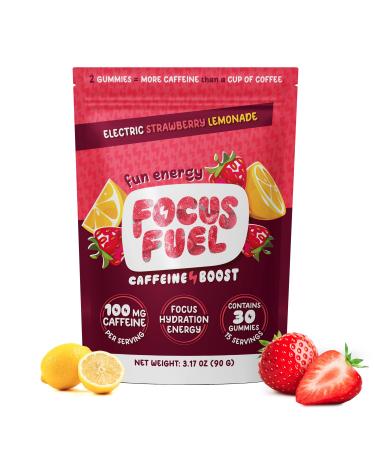 Energy Chews - Focus + Energy Gummies 100mg Caffeine per 2 Gummies Includes B12 Magnesium Electrolytes All-Natural Ingredients (Strawberry Lemonade - 30 Chews 3.17oz)