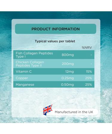 Healthspan 1000mg Marine Collagen Complex 60 Tablets | Type I 800mg + Type II 200mg | Joint, Bone & Connective Tissue Support | Skin & Beauty Benefits - Buy Online on GoSupps.com