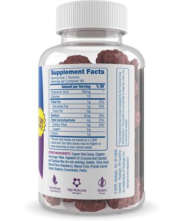 Hyalogic Chewy HA Gummies - Mixed Berry Flavor | Gluten-Free HA Supplement for Joints, Skin & Eyes | 60 Count (120mg) - Buy Online on GoSupps.com