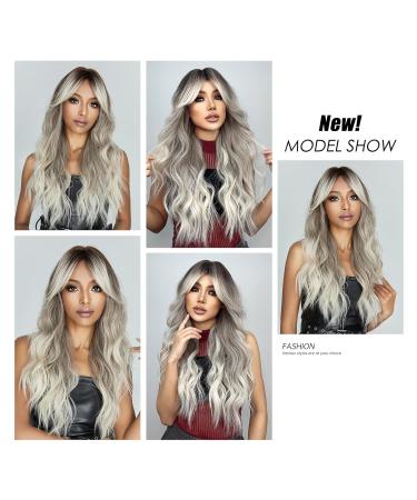 Testar Gray Wigs for Black Women - Long Ombre Brown Gray Curls with Bangs | Heat-Resistant Synthetic Wigs for Daily Wear - Buy Online on GoSupps.com