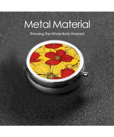 Pretty Poppy Flowers Round Pill Box | 3 Compartment Mini Decorative Travel Medicine Organizer - Buy Online on GoSupps.com