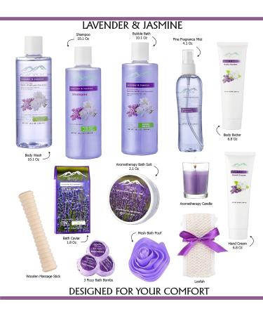 Purelis XL Lavender & Jasmine Bath Gift Basket for Women - All Natural Spa Goodies, Sulfate & Paraben Free | PN-220 - Buy Online on GoSupps.com