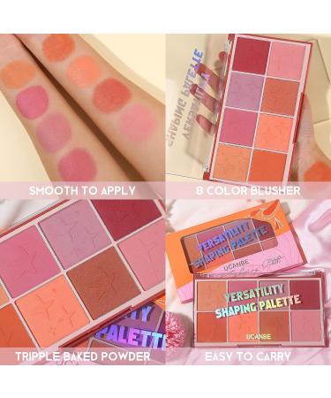UCANBE 8 Colors Face Blush Palette - Matte & Shimmer Blendable Long-Lasting Blush Powder - Buy Online on GoSupps.com