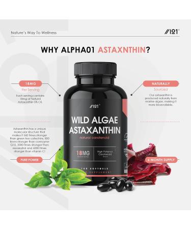 Astaxanthin Softgel - 18mg - High Potency Antioxidant - Made from Wild Algae with Olive Oil for Better Bioavailability - 180 Softgels - No Additives Non-GMO Gluten Free. (1 Pack) 180 count (Pack of 1) - Buy Online on GoSupps.com