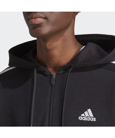 Adidas Men's Essentials French Terry Full-Zip Hoodie - Black/White - L Tall | Premium Athletic Wear | International Shipping Available - Buy Online on GoSupps.com