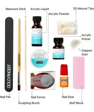 GoldFinger Professional Complete Acrylic Kit Full Manicure Set with Acrylic Clear Powder and Liquid Extended Tip Variety & Enhanced Essential Tools Nail Glue Included - Buy Online on GoSupps.com