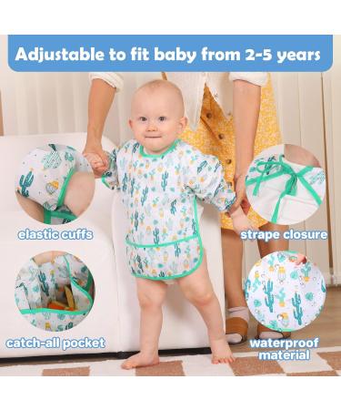 Lictin Baby Bibs with Sleeves 5 Pcs - Waterproof Long Sleeve Feeding Bibs for Infants and Toddlers, 6 Months and Up - Multicolor, Unisex Design - Buy Online on GoSupps.com
