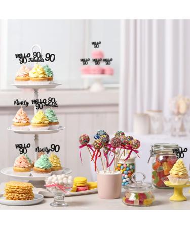 Gyufise 24Pcs 90th Birthday Cupcake Toppers Hello 90 Cake Toppers Ninety 90 and Fabulous Cupcake Picks 90th Birthday Cake Decorations Supplies Black Black 90 - Buy Online on GoSupps.com