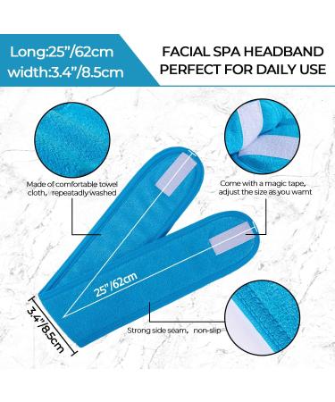 Whaline Spa Facial Headband Make Up Wrap Head Terry Cloth Headband Adjustable Towel for Face Washing Shower Facial Cover 3 Pieces (Blue Green Yellow) - Buy Online on GoSupps.com