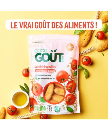 GOOD TASTE - Mini Tomato and Basil Chopsticks - Breadsticks for Babies - From 12 Months - Resealable Bag - 70g - ORGANIC - Buy Online on GoSupps.com