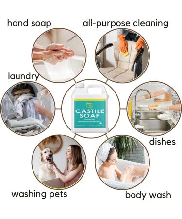 Castile Soap 16 fl oz (454ml) | Natural Versatile Cleanser for Skin and Home | Gentle Formula for Hair Body and Household Use | Eco-Friendly Ingredients | Unscented | Made with Love and Care | By Amriel Co. - Buy Online on GoSupps.com