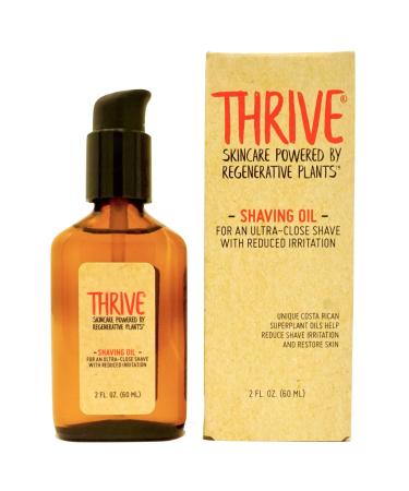 THRIVE Natural Shave Oil for Men  2 Ounces (60mL)   Replaces Pre-Shave Oils  Shaving Creams  Gels  and Foams   Shaving Oil Made in USA with Organic & Unique Premium Natural Ingredients   Vegan 2 Fl Oz (Pack of 1)