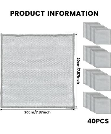 40Pcs Wire Dishwashing Rags 7.87 7.87 Inch Non-Scratch Wire Dishcloth for Drying Steel Wire Dish Towel Double Sided Non-Scratch Dish Scrubbers Practical Wire Cleaning Cloth for Sink Counters - Buy Online on GoSupps.com