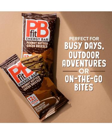 PBfit Peanut Butter Cocoa Drizzle Energy Bars 12g Protein 5g Fiber Gluten Free Vegan Plant-Based Non-GMO 2.1 Oz (Pack of 6) - Buy Online on GoSupps.com