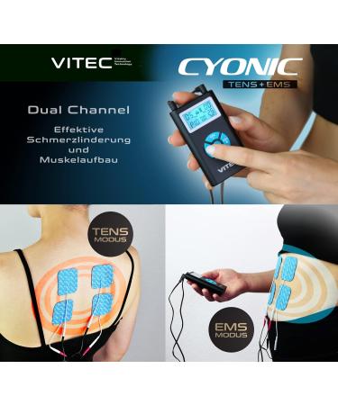 Buy VITEC CYNONIC TENS/EMS Device - Pain Relief & Muscle Building | 20 Programs | Safe Electrotherapy - Buy Online on GoSupps.com