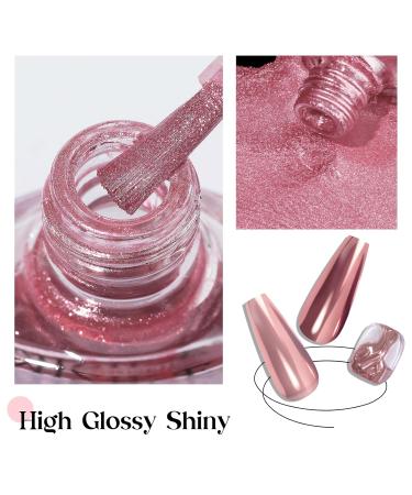 MIZHSE Chrome Mirror Powder Liquid - Pink Hailey Bieber Nails | Metallic Chrome Nail Polish for Nail Art | Soak Off UV LED 10 ml - International Shipping - Buy Online on GoSupps.com
