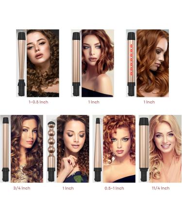 PARWIN PRO BEAUTY 7-in-1 Curling Iron Wand Set - Interchangeable Ceramic Barrels Infrared Technology Dual Voltage Auto Shut Off Perfect Curls Worldwide - Buy Online on GoSupps.com