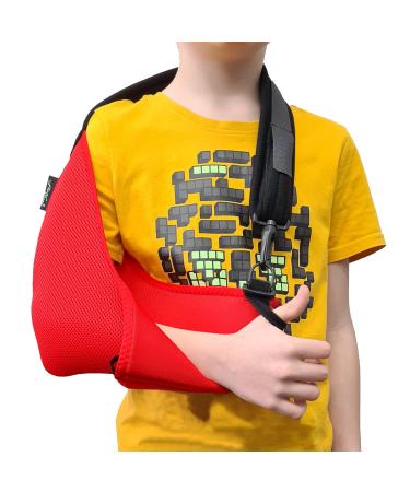 4DflexiSPORT Arm Sling Child (8-9yr) - Red/Red Trim, Medical Grade & Ultra-Comfortable, Easy-Fit Cooling Design, Includes Smiley Sticker - Fits R or L Arm - Buy Online on GoSupps.com