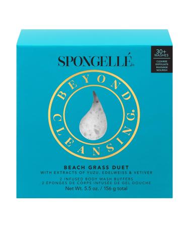 Spongelle Duet Body Wash Infused Buffers (2 per box)  Beach Grass