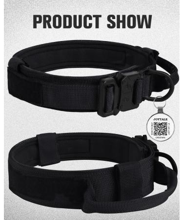 Joytale Tactical Dog Collar for Large Dogs | Durable Handle & QR Code Dog Tag | Best Black Collar for Outdoor Adventures - Buy Online on GoSupps.com