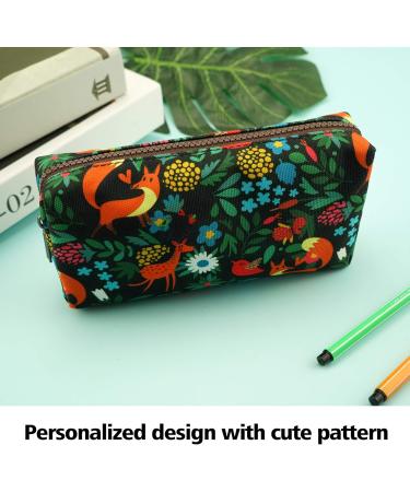 Canvas Lparkin Spring Pencil Case - Forest Animals Motif Zippered Gadget & Makeup Bag | Perfect Gift for Men & Women - Buy Online on GoSupps.com