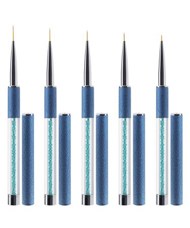 Nail Design Brushstift 5 piece nail art liner brush pencil set blue 5mm 7mm 11mm 14mm nylon brush head colored tool for salon with painting detailed designs