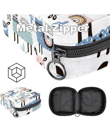 Stylish Menstruation Pad Bag with Zipper | Cute Llama Cactus Pattern | Perfect for Tampons & Napkins for Women & Girls - Buy Online on GoSupps.com