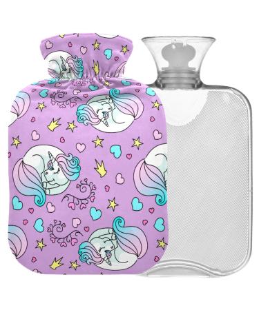 Naanle cartoon unicorn hot water bottle with reference transparently warm water bottle 2l large gambling bag for pain relief hot and cold therapy bed hand feet warmer