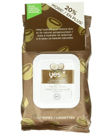Yes To Coconut Hydrate & Restore Cleansing Facial Wipes, 30 Count