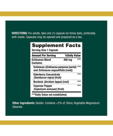Nature's Bounty Echinacea Complex Herbal Supplement - 450mg, 100 Capsules - Immune Health Support - Buy Online on GoSupps.com