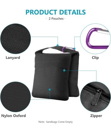 Neewer 4-Pack Photography Sandbags - Weight Bags for Photo Studio Stand, Outdoor Patio & Sports - Transparent PP Bag and Clips Included - Black - Buy Online on GoSupps.com