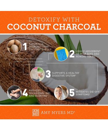 Coconut Charcoal Capsules by Dr. Amy Myers - Natural Gas Relief & Toxin Support - 60 Capsules - Buy Online on GoSupps.com