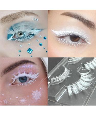 White False Eyelashes for Cosplay & Halloween | Reusable Anime Makeup Extensions - 2 Pairs (Upper & Bottom - Buy Online on GoSupps.com