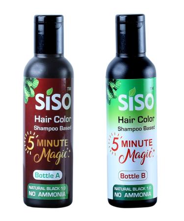 Siso 5 Minute Magic Permanent Hair Color Shampoo - Natural Black 100% Grey Coverage Herbal Extracts Ammonia & Silicone Free - 200g International Shipping Available - Buy Online on GoSupps.com
