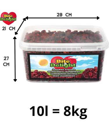 Bite & Delight 8kg Dried Cranberries - Fresh Dried Fruit Low Sugar Tangy Reusable Tin Dried Cranberries Healthy Snack - Buy Online on GoSupps.com