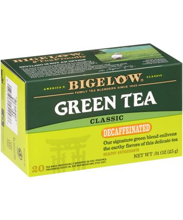 Bigelow Classic Green Tea, Decaffeinated, 20 Count (Pack of 6), 120 Total Tea Bags Green Tea Decaf 20 Count (Pack of 6)