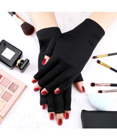 Quesuc 3 Pairs UV Shield Glove Gel Manicures Glove Anti UV Fingerless Gloves Protect Hands from UV Light Lamp Manicure Dryer (Black Purple White) - Buy Online on GoSupps.com