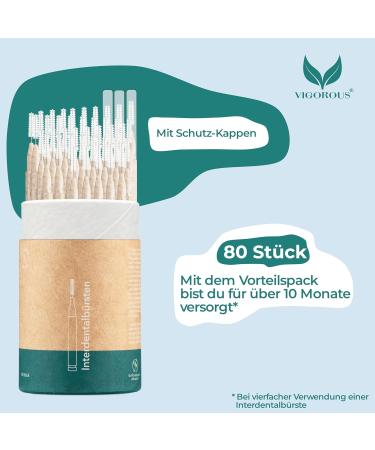 Vigorous Sustainable Interdental Brushes - 80 Pack ISO Size 4 (0.7 mm) for Effective Tooth Cleaning - Eco-Friendly Dental Hygiene - Buy Online on GoSupps.com