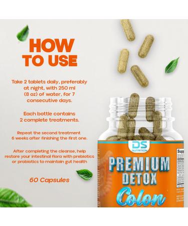 DS NUTRITION Detox Colon Cleanse with Senna Leaf Cascara Sagrada Bark Fiber Supplement 15 Day 30 Capsules Non GMO Formulated in The USA - Buy Online on GoSupps.com