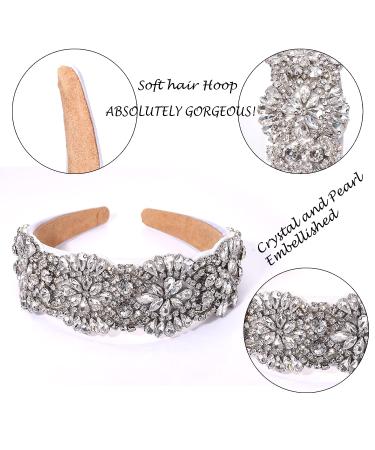 Baroque White Crystal Headband | Rhinestone & Pearl Embellished Hair Accessory - Buy Online on GoSupps.com
