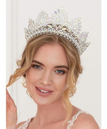 SWEETV Vintage Baroque Wedding Tiara for Bride | Jeweled Queen Crown - Ideal for Birthday, Quinceanera, Prom - Multicolored - Buy Online on GoSupps.com