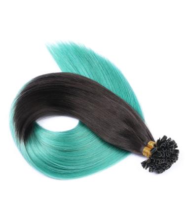 Keratin Bonding - # 1b/Sky ombre - 60cm - 250 strands - 1g - 100% Remy real hair hair extension U -tip Extensions Very high quality by Novon hair extension
