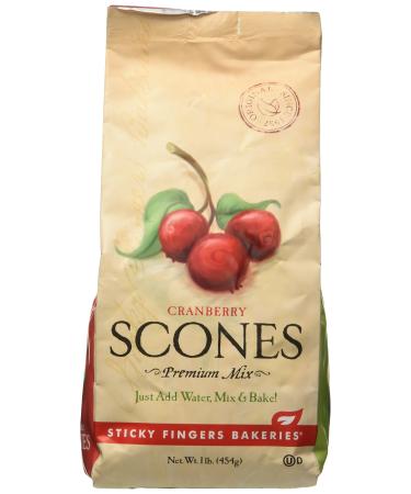 Pack of 6 15 oz Sticky Fingers Bakeries Bulk Scone Mix: Just Add Water Scone Mixes (Cranberry)