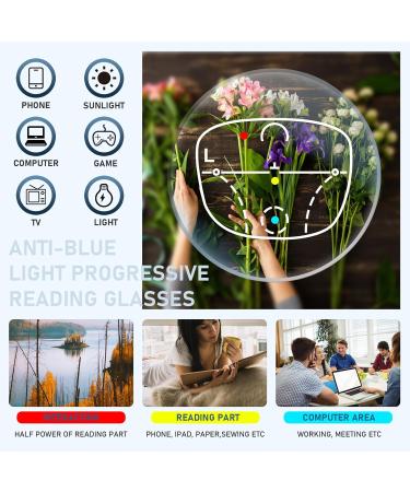 Amorays Progressive Multifocal Reading Glasses - High-Quality 2.5x Black Showlight Glass Filter for Clear Vision - Buy Online on GoSupps.com