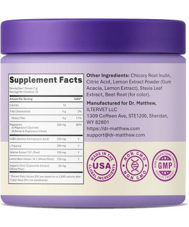 Magnesium Glycinate Powder for Sleep - Magnesium Sleep Aid Without Melatonin - Natural Sleep Drink Mix with GABA L-Theanine Apigenin Valerian & Lemon Balm - Buy Online on GoSupps.com